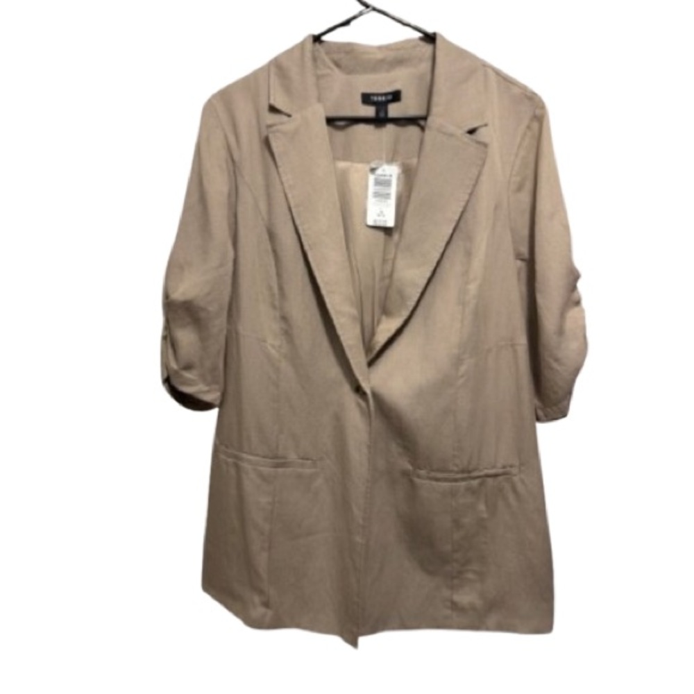 NWT Torrid short sleeve linen blazer stone color size 1 X